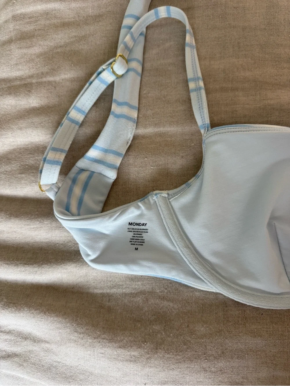 Worn Once Monday Swimwear Capri Top Size Medium in Ice Stripe